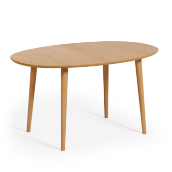 Oqui extendable oval table in oak veneer Ø140