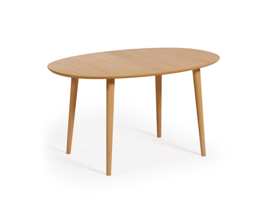 Oqui extendable oval table in oak veneer Ø140