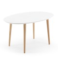 Oqui extendable oval table white lacquered MDF 90cm depth