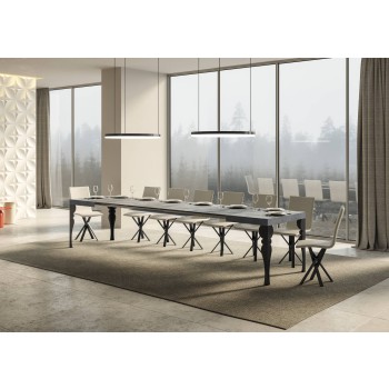 Paxon Anthracite Table - Extendable table 90x130/390 cm Paxon White Ash Anthracite frame