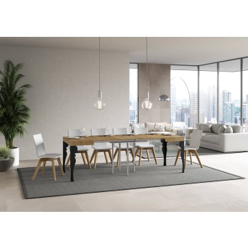 Paxon Anthracite Table - Extendable table 90x90/246 cm Paxon White Ash Anthracite frame