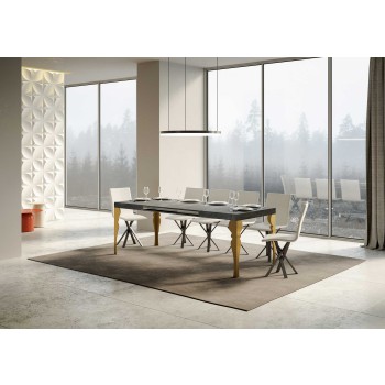 Paxon Gold Table - Extendable table 90x130/234 cm Paxon White Ash Gold frame