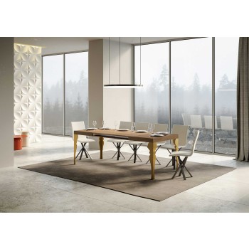 Paxon Gold Table - Extendable table 90x130/390 cm Paxon White Ash Gold frame