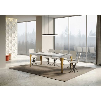 Paxon Gold Table - Extendable table 90x130/390 cm Paxon White Ash Gold frame