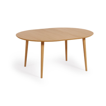 Oqui round extendable table in oak veneer Ø120