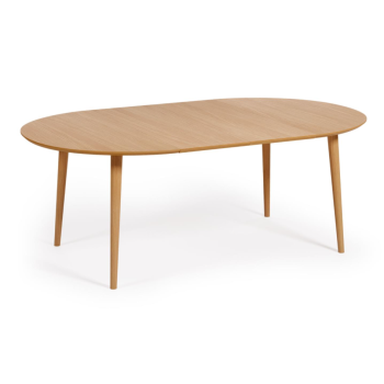 Oqui round extendable table in oak veneer Ø120