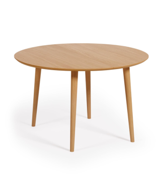 Oqui round extendable table in oak veneer Ø120