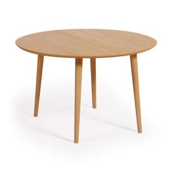 Oqui round extendable table in oak veneer Ø120