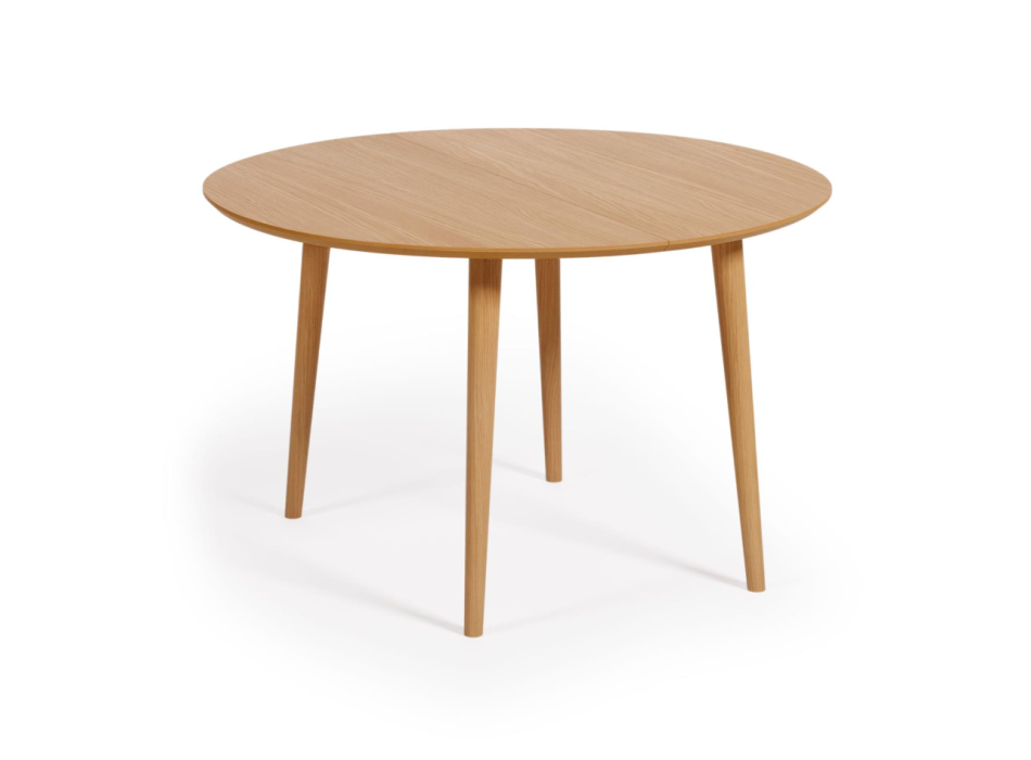 Oqui round extendable table in oak veneer Ø120