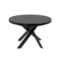 Vashti extendable round table in glass and black finish steel legs Ø 120 (160) cm