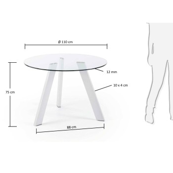 Carib round table in glass and Assoluto Vetro steel legs