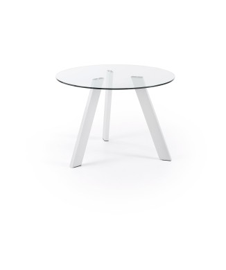 Carib round table in glass and Assoluto Vetro steel legs