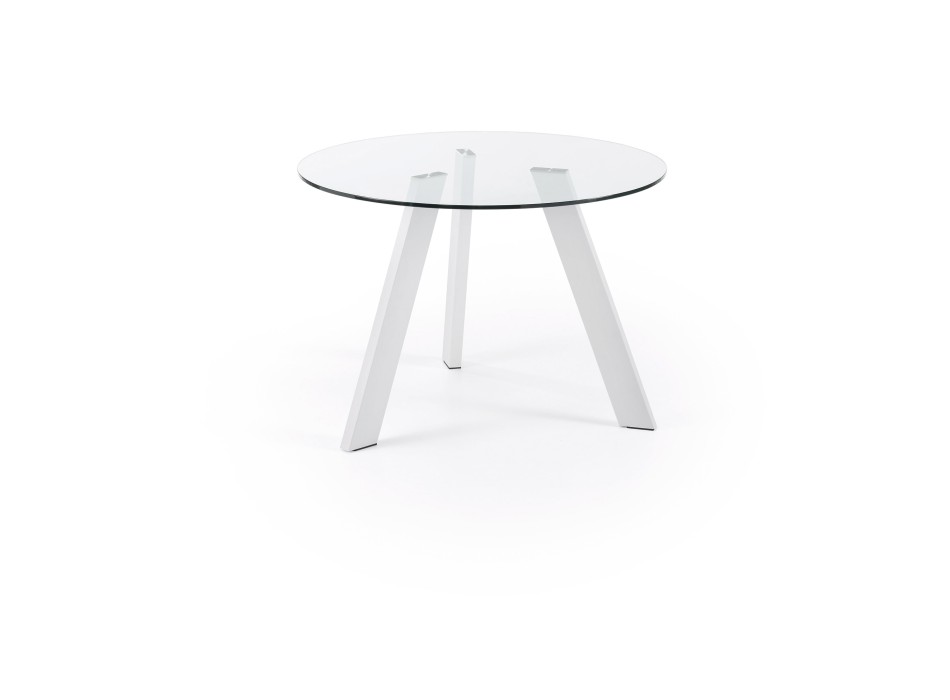 Carib round table in glass and Assoluto Vetro steel legs