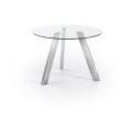 Carib round table in glass and transparent steel legs PROMO