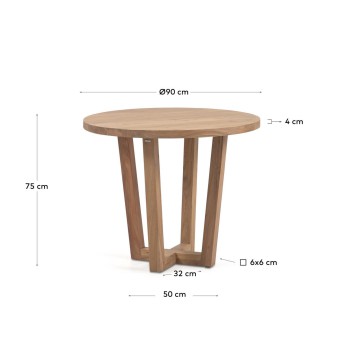 Tavolo rotondo Nahla in legno massello di acacia con finitura naturale Ø 90 cm