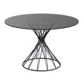 Niut round table in glass and black finish steel legs Ø 120 cm