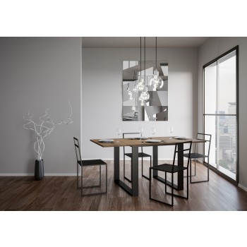 Tecno Libra table - Opening table 90x90/180 cm Tecno Libra Oak Nature Anthracite frame