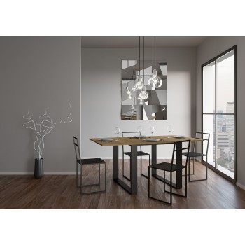 Tecno Libra table - Opening table 90x90/180 cm Tecno Libra Oak Nature Anthracite frame