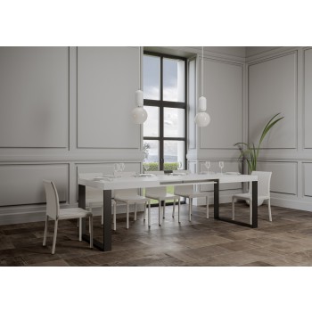 Tecno table - Extendable table 90x120/224 cm Tecno White Ash Anthracite frame