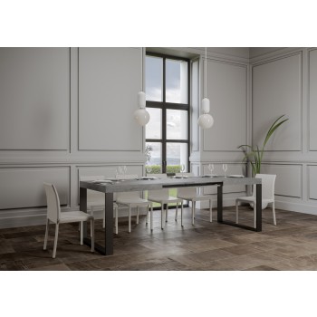 Tecno table - Extendable table 90x130/390 cm Tecno White Ash Anthracite frame