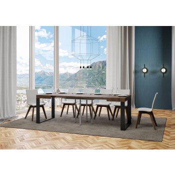 Tecno table - Extendable table 90x90/246 cm Tecno White Ash Anthracite frame