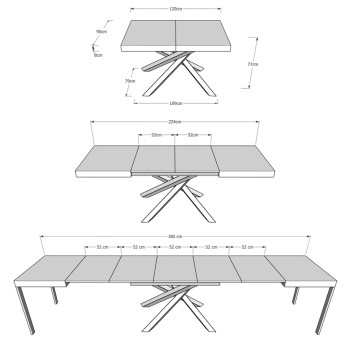 Volantis Evolution table Anthracite frame - Extendable table 90x120/380 cm Volantis Evolution White Ash Anthracite frame