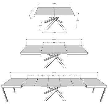 Volantis Evolution table Anthracite frame - Extendable table 90x160/420 cm Volantis Evolution White Ash Anthracite frame