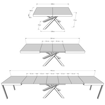 Volantis Evolution table Anthracite frame - Extendable table 90x180/440 cm Volantis Evolution White Ash Anthracite frame