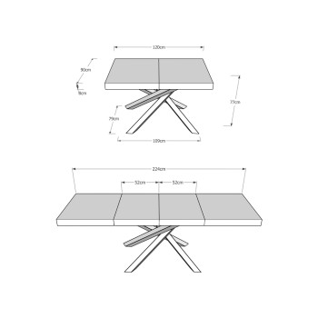 Volantis Premium table Anthracite frame - Extendable table 90x120/224 cm Volantis Premium White Ash Anthracite frame