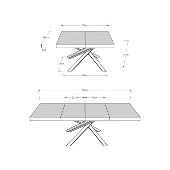 Volantis Premium table Anthracite frame - Extendable table 90x130/234 cm Volantis Premium White Ash Anthracite frame