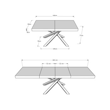 Volantis Premium table Anthracite frame - Extendable table 90x160/264 cm Volantis Premium White Ash Anthracite frame