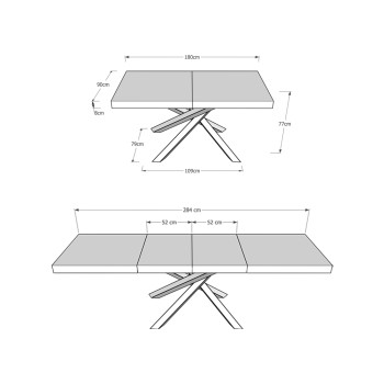 Volantis Premium table Anthracite frame - Extendable table 90x180/284 cm Volantis Premium White Ash Anthracite frame