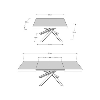 Volantis table Anthracite frame - Extendable table 90x120/224 cm Volantis White Ash Anthracite frame