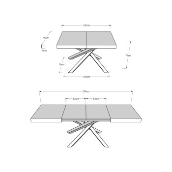 Volantis table Anthracite frame - Extendable table 90x130/234 cm Volantis White Ash Anthracite frame