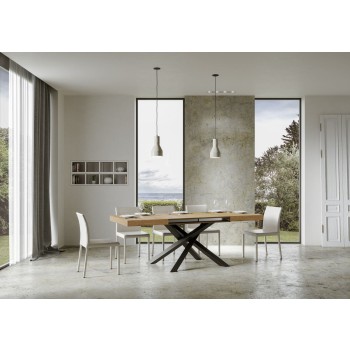 Volantis table Anthracite frame - Extendable table 90x130/390 cm Volantis White Ash Anthracite frame