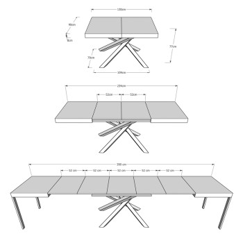 Volantis table Anthracite frame - Extendable table 90x130/390 cm Volantis White Ash Anthracite frame