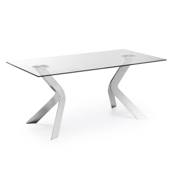 Westport table in glass and chromed steel legs in Transparent Glass