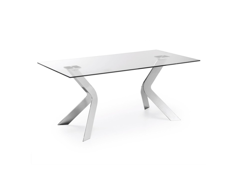 Westport table in glass and chromed steel legs in Transparent Glass