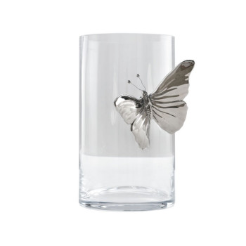 Clear Glass Vase Ceramic Butterfly