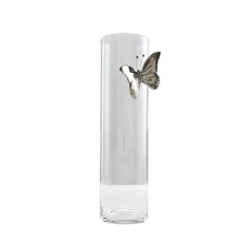 Clear Glass Vase Ceramic Butterfly