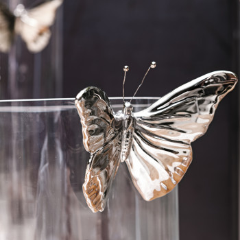 Clear Glass Vase Ceramic Butterfly