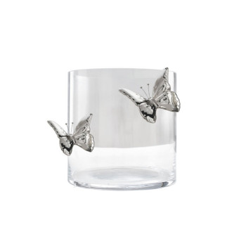 Clear Glass Vase Ceramic Butterfly