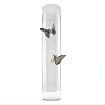 Clear Glass Vase Ceramic Butterfly