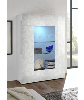 Showcase with 2 doors in white PRISMA glass