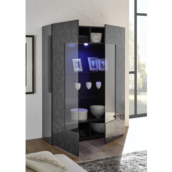 Showcase with 2 doors in black PRISMA glass