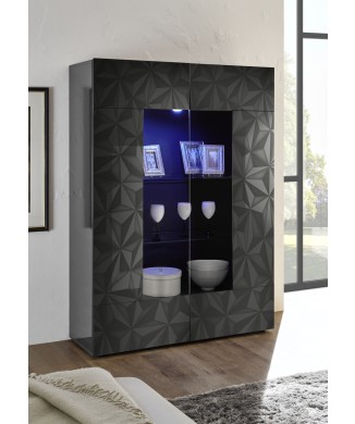 Showcase with 2 doors in black PRISMA glass