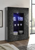 Showcase with 2 doors in black PRISMA glass